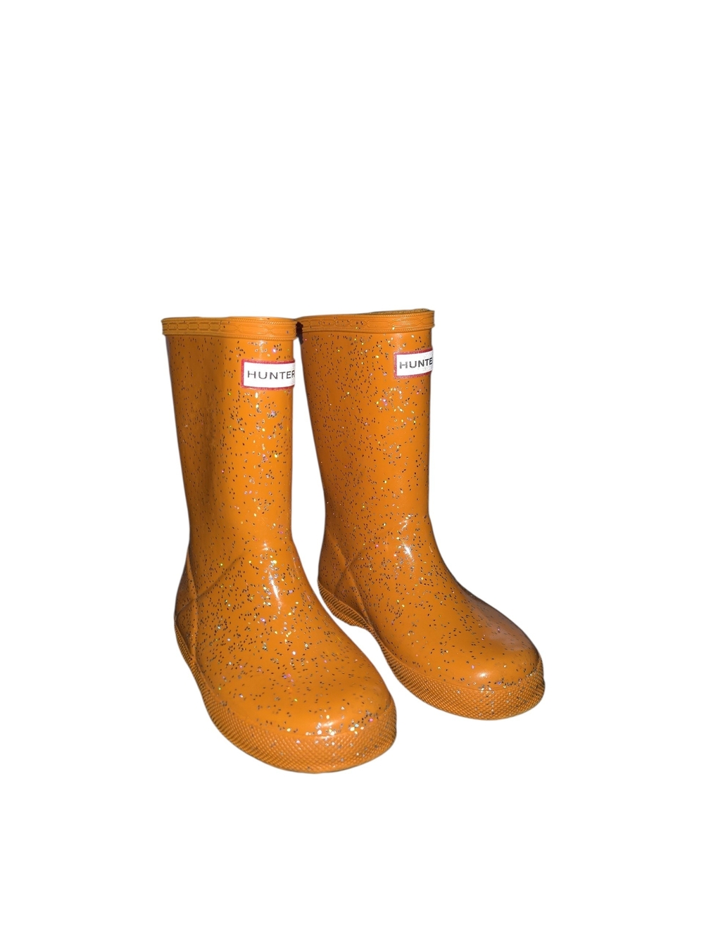 Hunter Orange Glitter Rain Boots